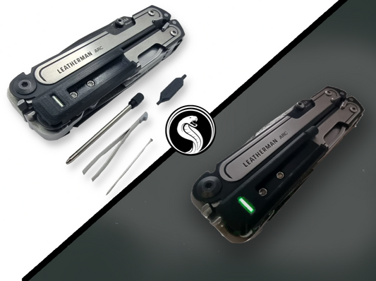 Bit Holder with Pen, Tweezers and Needle for Leatherman Arc,  FREE P2, P4 "Tritium design" - Everyone needs a Pen!