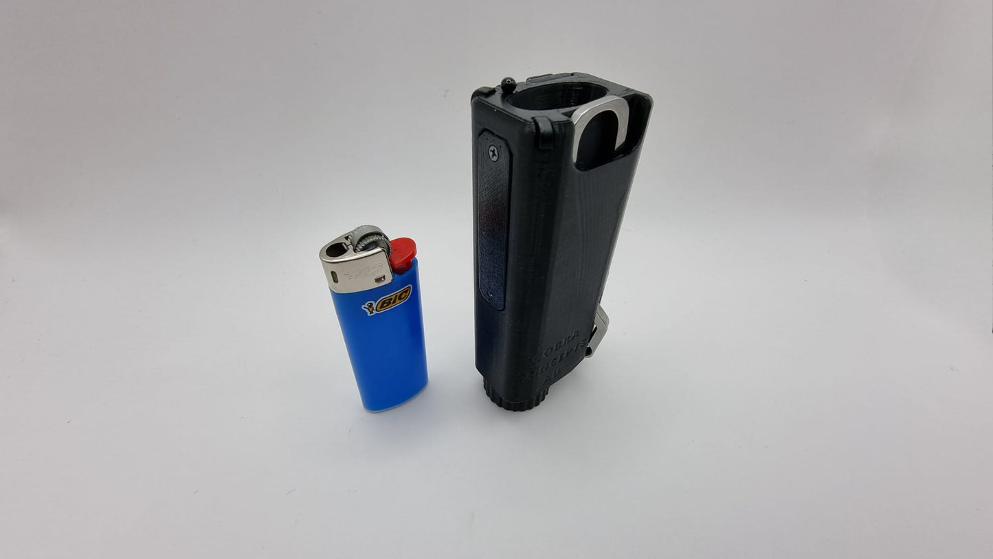 Lighter Case MultiTool - Fire Friend Delux - Pen, Scissors, Knife, Tweezers, Screwdriver, Bottle Opener, Toothpick, Storage, Waterproof.