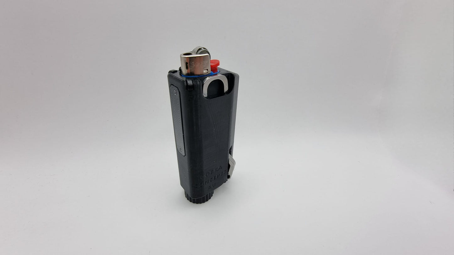 Lighter Case MultiTool - Fire Friend Delux - Pen, Scissors, Knife, Tweezers, Screwdriver, Bottle Opener, Toothpick, Storage, Waterproof.