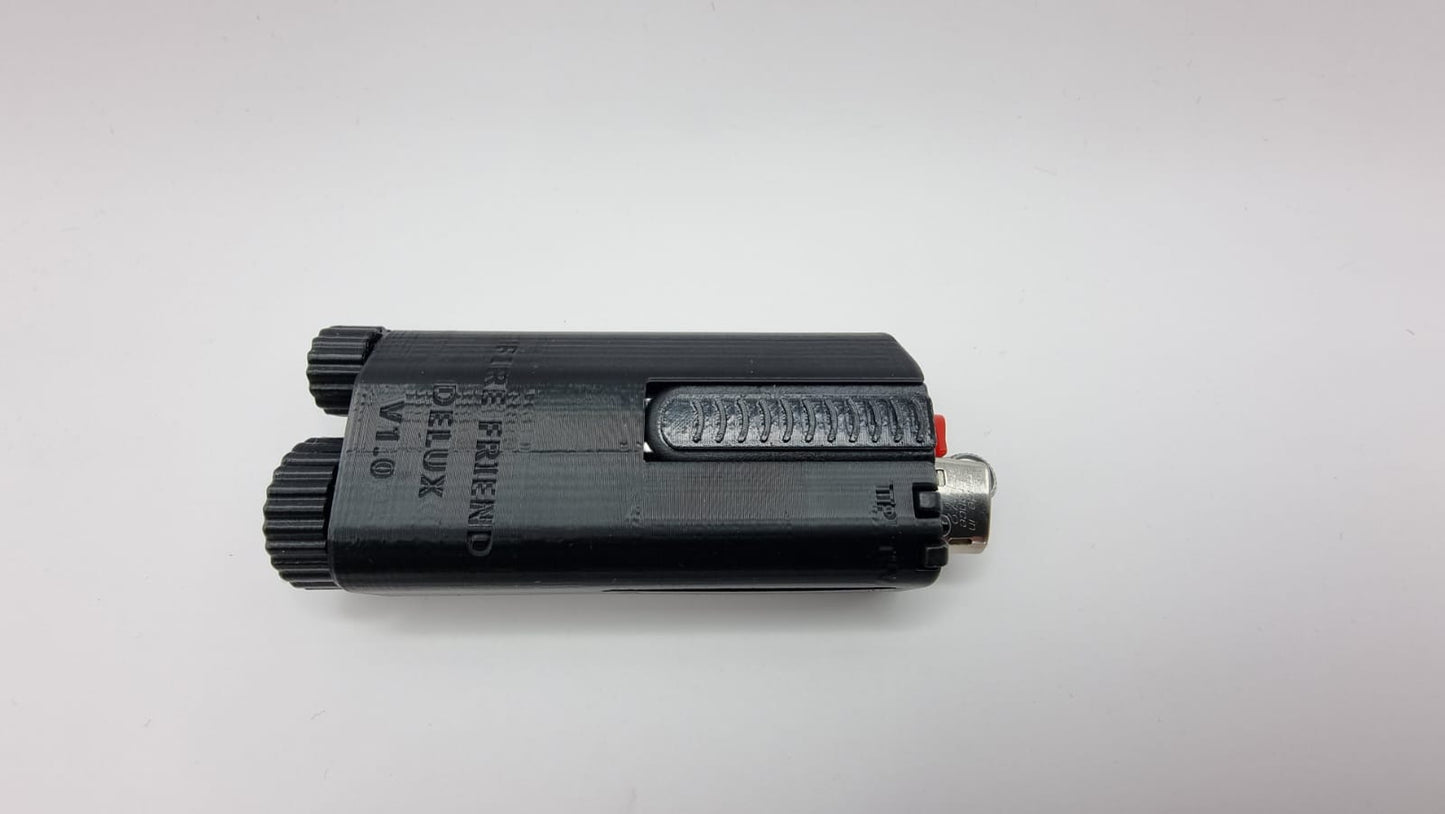 Lighter Case MultiTool - Fire Friend Delux - Pen, Scissors, Knife, Tweezers, Screwdriver, Bottle Opener, Toothpick, Storage, Waterproof.